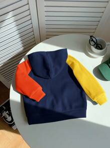 SHEIN Leap Crew 1 chiếc áo nỉ chui đầu kiểu dáng thường ngày, thoải mái và thời trang cho bé trai, chất liệu dày dặn, mềm mại, in hình, thích hợp mặc hàng ngày, đi học, du lịch, thể thao vào mùa thu và mùa đông. - Xanh đậm - Xem 3