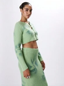 MUSERA Cropped Knit Long Sleeve Cardigan Y2k Spring Casual Cute 90's Sun Summer - Green - View 2