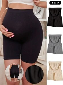 Moonlight&Mama 3 piezas de ropa interior sin costuras y acanalada de cintura alta para maternidad - Multicolor - Ver 4