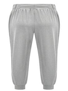 大码女式纯色抽绳腰慢跑裤