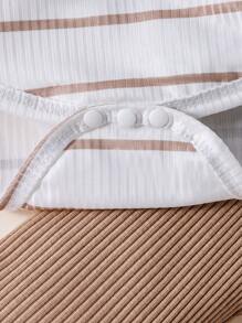 2pcs/Set Baby Boys Striped Patchwork Bidysuit And Pants Set, Casual & Comfortable