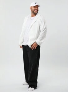 Manfinity NXTstreet Plus Size Heren Windjack, Geweven, Lente Stijl, Getailleerd Met Hoodie