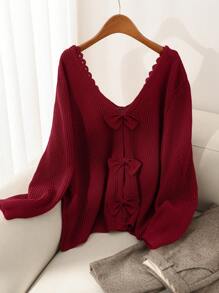 Maglione Donna In Pizzo Con Scollo A V - Maniche Lunghe, 100% Acrilico, Morbido E Caldo, Colore Bianco