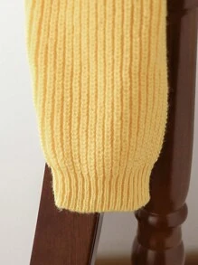 Tween Girl Fashionable Multi-Purpose Knitted Long Sleeve Sweater, Autumn/Winter - Yellow - View 3