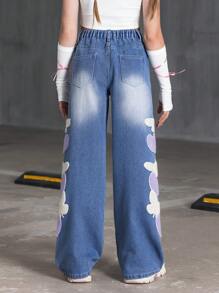 WESTFADE Young Blugi din denim Tween Girl Heart & Butterfly Applique