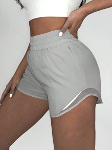 Effen kleur elastische taille zak sport shorts, zomer vrouwen sweat short, gym short, biker short comfortabele short