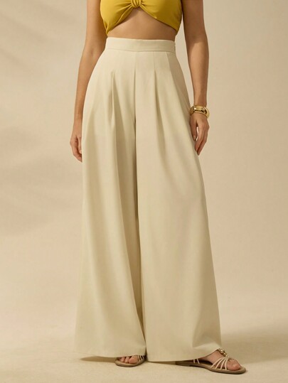 CAJUNI Pantalones de verano casuales y largos para vacaciones, para mujer, en color beige