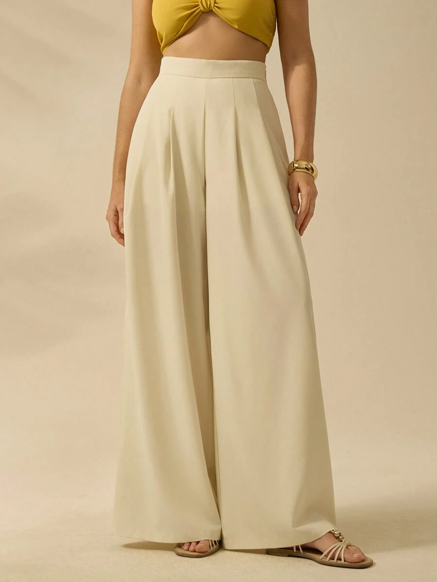 CAJUNI 女士米色超长假日休闲夏季长裤