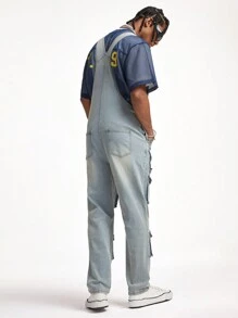 PAVTROS Manfinity Streetrush Men's Light Blue Washed Denim Overall Pants