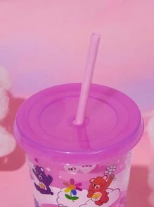SHEIN X Care Bears Vaso con cañita de 750ml con impresión de dibujos animados que cambia de color, diseños de Cheer Bear, Bedtime Bear y Tenderheart Bear, regalos - Rojo violeta - Ver 8