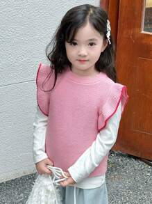 DAZY Sleeveless Knitted Sweater Vest For Young Girl - Pink - View 6