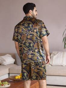 Bộ đồ ngủ gồm 2 chiếc áo thun tay ngắn in họa tiết toàn thân và quần short dành cho nam - Nhiều màu - Xem 2