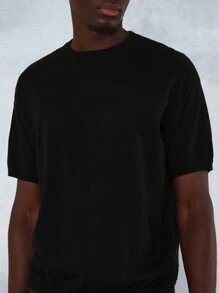 SUMWON Crew Neck Knit Top - Black - View 3