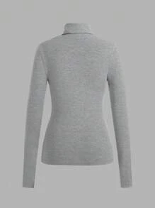 SHEIN EZwear 3 Pack Women's Casual  Turtleneck Long Sleeve Shirt Lightweight Slim Pullover Basic Undershirts Active Turtle Neck T-Shirts ,Autumer / Winter