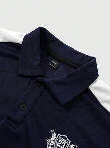 Manfinity Sporsity Men Contrast Color Long Sleeve Polo Shirt ,Back To School