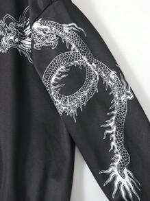 2pcs Boys Casual Dragon Pattern Sweatshirt And Sweatpants Set - Black - View 4