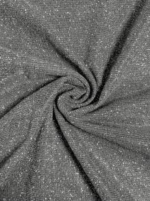 SHEIN EZwear Áo khoác đính đá lấp lánh màu đen bóng phong cách đại học mùa thu/đông cỡ lớn cho nữ - Bạc - Xem 7