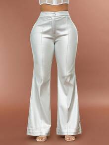 D&M Pantalones acampanados con costura delantera - Plateado - View 3