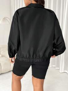 SHEIN EZwear Chaqueta casual con cremallera de unicolor talla grande