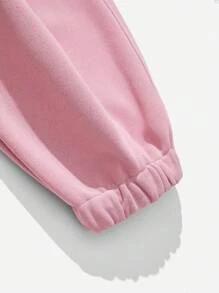 SHEIN Girls' Outdoor Casual Fall Sports Elastic Waist Drawstring Pockets Jogger Knit Pants, Suitable For Outdoor Play, City Casual - Pink - View 6