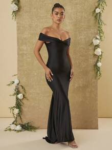 Hauture Off Shoulder Twist Backless Dress - Black - View 5