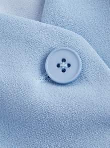 SHEIN MOD 浅蓝色约会之夜前扣 V 型下摆纯色纽扣前背心夹克和前缝裤两件套 - 薄荷藍 - 查看 3