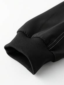 Manfinity Homme 男士纯色拉链保暖长袖夹克，秋冬 - 黑色 - 查看 6