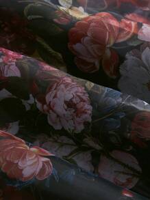 SHEIN MOD 大码女式黑色花卉印花蝴蝶结复古长裙、黑色返校节礼服、女式连衣裙、优雅女式连衣裙、返校节礼服、夏季连衣裙、沙滩裙、太阳裙、波西米亚风度假装