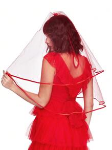 ROMWE J-Fashion 1 pièce Voile en dentelle rouge multicouche pour femmes avec peigne à cheveux, convient pour tous les styles gothiques et saisons