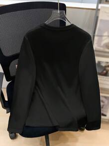 SHEIN Teen Boys' Casual Comfortable Long Sleeve English Letter Print Round Neck T-Shirt, All-Match And Versatile, Fall, Winter, Black