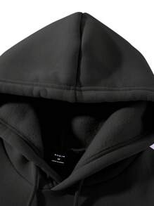 Manfinity Homme Men's Solid Color Long Sleeve Hooded Pocket Sweatshirt, Casual Daily Wear