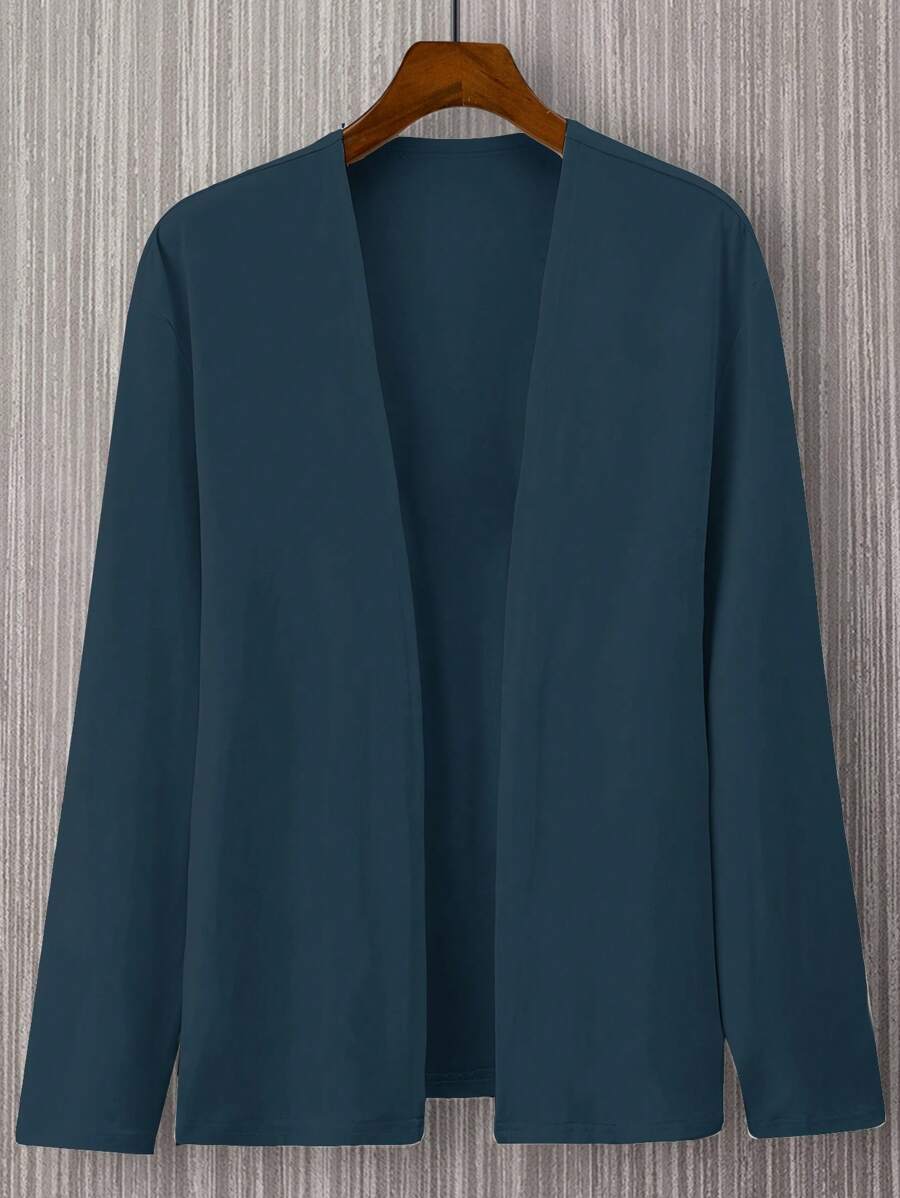 Manfinity Homme Men's Solid Color Long Sleeve Minimalist Cardigan, Casual Everyday Wear - Navy Blue - View 1