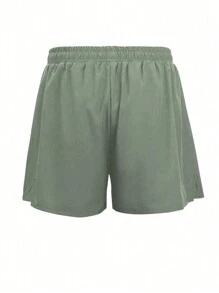 Manfinity Running Quần short thể thao cạp rút họa tiết bò đực phong cách bạn trai dành cho nam - xanh quân đội - Xem 2