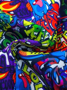 Bộ 2 áo hoodie và quần in hình hoạt hình & graffiti thường ngày cho bé trai, mùa thu/đông - Nhiều màu - Xem 3