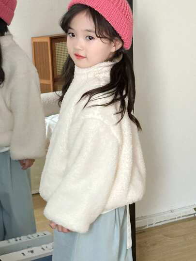 Dazy Kids Áo khoác lót nhiệt màu trơn cho bé gái