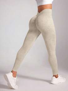 Leggings deportivos para mujer con aspecto vintage lavado y sin costuras