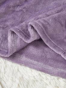 字母刺繡落肩袖法蘭絨休閒服上裝 - 紫色 - 查看 3