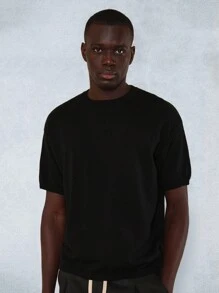 SUMWON Crew Neck Knit Top - Black - View 1