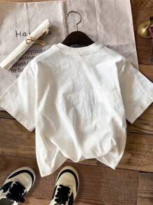 Attitoon Casual Round Neck Black Rock Hand Gesture Print Fitted Women T-Shirt, Cotton Blend, Suitable For Summer - White - View 2