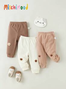 3pcs/Set Baby Boy Casual Waffle Textured Pants Outfit For Daily Wear - Multicolor - View 1