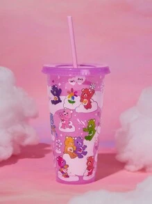 SHEIN X Care Bears Vaso con cañita de 750ml con impresión de dibujos animados que cambia de color, diseños de Cheer Bear, Bedtime Bear y Tenderheart Bear, regalos - Rojo violeta - Ver 7