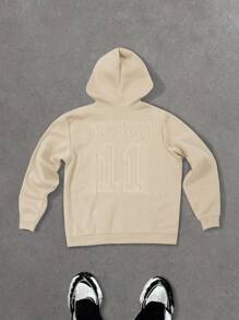 Manfinity Homme Plus Size Men's Casual Solid Color Fleece Hoodie, Autumn And Winter