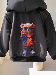 This Thick Bear Print Jacket For Baby Boys Is Specially Designed For Cold Seasons, Using High-Quality Insulation Material And Adorable Bear Patterns To Keep Babies Warm And Cute In Chilly Weather. This Jacket Not Only Has Excellent Thermal Performance But Also Combines Fashion And Practicality.