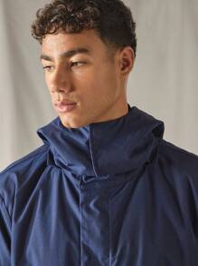 Manfinity VCAY 男士休闲宽松连帽长袖风衣，适合秋冬 - 藍色 - 查看 6