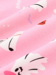 Cozy Pixies 2pcs Baby Girl Snug Fit Halloween Ghost Print Knitted Crew Neck Sweatshirt And Pants PJ Set - Pink - View 4