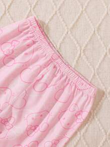 2pcs Young Girl Rabbit Print Flame Retardant Casual Sweatshirt And Pants Homewear Set - Pink - View 5