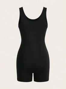 Slaydiva Casual Simple Sexy Lip Print Short Bodycon Jumpsuit For Women, Suitable For Summer Suitable For Going Out