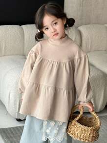 Dazy Kids 年轻女孩高领拼布连衣裙，年轻女孩秋装