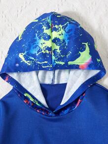 SHEIN 2pcs Tween Boys Glow In The Dark Kangaroo Pocket Hooded Set - Multicolor - View 4