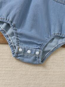 2024年新生儿男童休闲日常牛仔水洗蓝长袖连体衣 2024秋冬新品